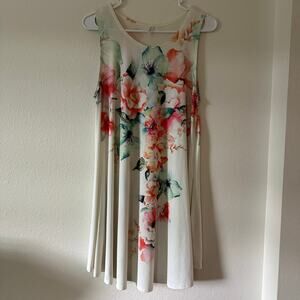 Acting Pro Womens Sleeveless Dress Size L Floral Abstract Watercolor Bridal